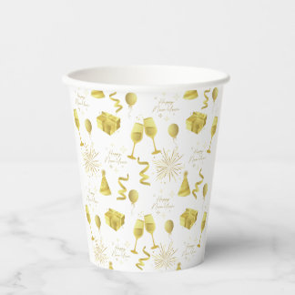 Golden Happy New Year Pattern Pappbecher