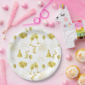 Golden Happy New Year Pattern Pappteller (Party)