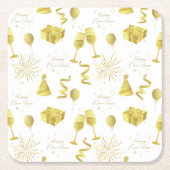 Golden Happy New Year Pattern Rechteckiger Pappuntersetzer (Vorderseite)