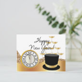 Golden Happy New Year  Postcard Postkarte (Stehend Vorderseite)