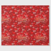 Golden Happy Valentine's Day Rot und Rosa Herzen Geschenkpapier (Flach)