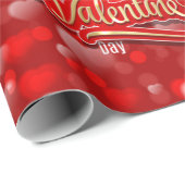 Golden Happy Valentine's Day Rot und Rosa Herzen Geschenkpapier (Rolleneckpunkt)