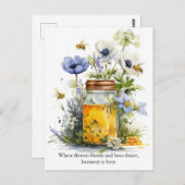 Golden Harmony Honey, Flowers, and Bees Postkarte (Vorne/Hinten)