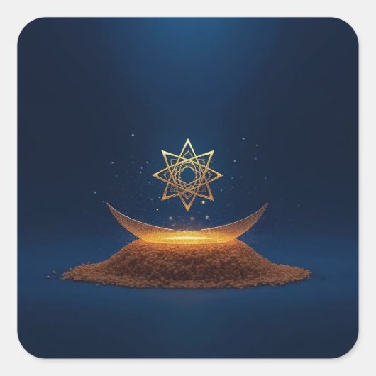Golden Harmony – Shree Yantra’s Divine Resonance Quadratischer Aufkleber (Vorderseite)