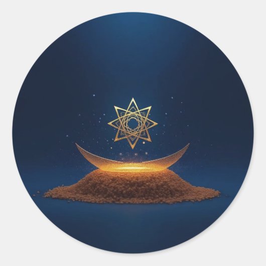 Golden Harmony – Shree Yantra’s Divine Resonance Runder Aufkleber (Vorderseite)
