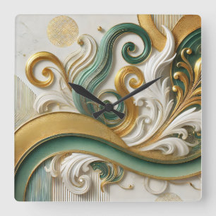Golden Harmony Swirl - Elegante Abstrakte Uhr