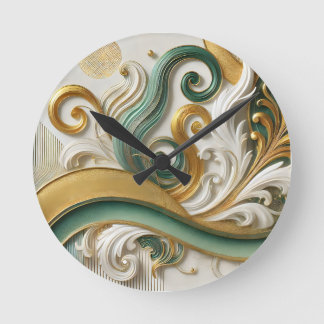 Golden Harmony Swirl - Elegante Abstrakte Uhr