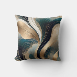 Golden Harmony - Teal and Gold Abstract  Kissen