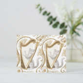 Golden Harp Cat Postcard – Elegant Fantasy Art Postkarte (Stehend Vorderseite)