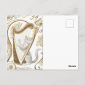 Golden Harp Cat Postcard – Elegant Fantasy Art Postkarte (Rückseite)