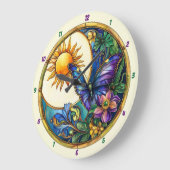 Golden Harvest Glass Sonnenblume Schmetterling Große Wanduhr (Winkel)