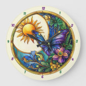 Golden Harvest Glass Sonnenblume Schmetterling Große Wanduhr (Vorderseite)