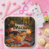Golden Harvest Glow – Thanksgiving Greeting Pappteller (Party)