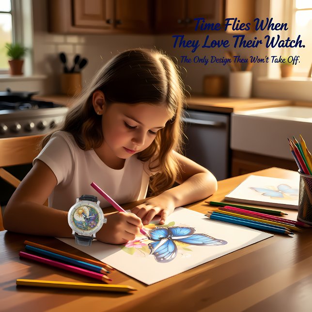 Golden Harvest Stained Glass Sunflower Butterfly Armbanduhr (Von Creator hochgeladen)