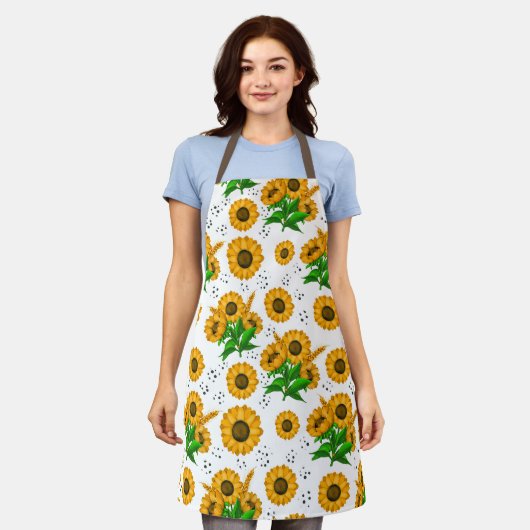Golden Harvest White Kitchen Schürze (Getragen)