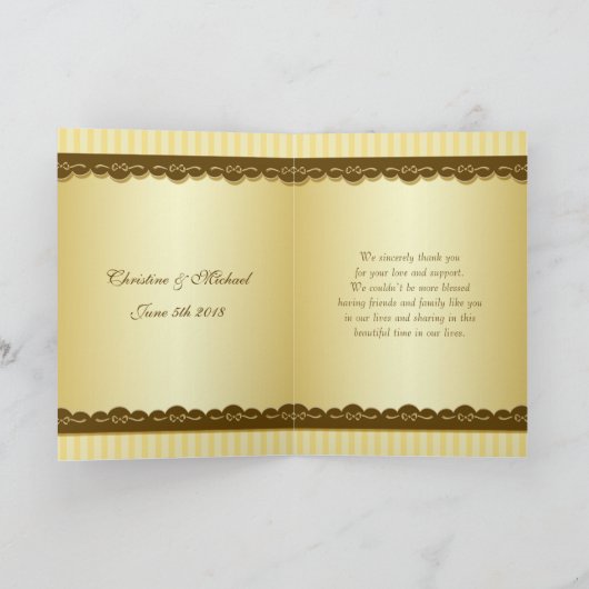 Golden hat Herzen Wedding Danke (Innenseite)