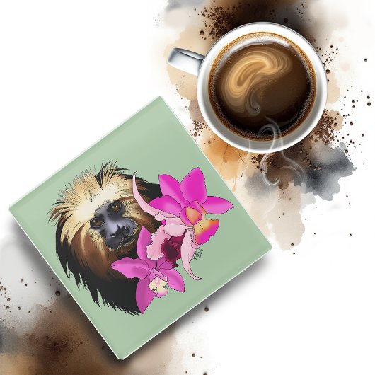 Golden-Headed Löwe Tamarin Monkey Glasuntersetzer