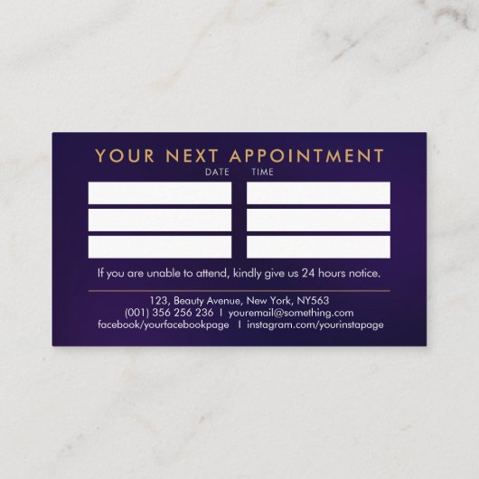 Golden Healing Hands Energy Spiral auf Violett Visitenkarte (Rückseite)