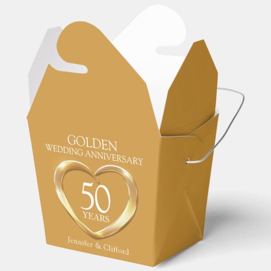 Golden heart 50th wedding anniversary custom names geschenkschachtel (Offen)