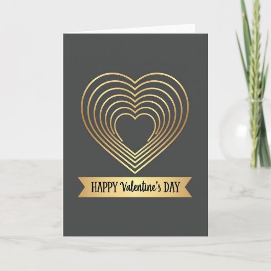 Golden Heart Pattern Valentine Card Karte (Vorderseite)