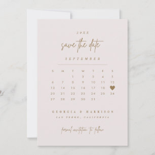 Golden Heart Save The Date Kalender Fotokarte