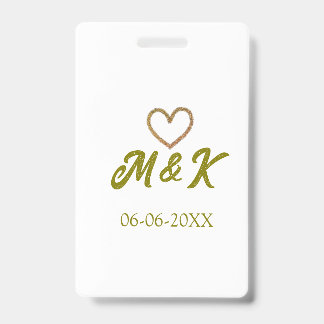 Golden heart wedding couple name letter modern  ausweis