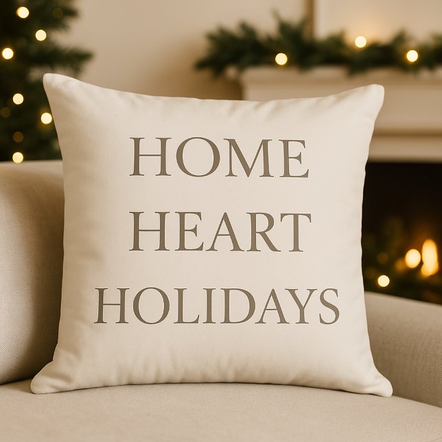 Golden Hearth Holiday Throw Pillow Kissen (Warm holiday lettering that adds a welcoming touch to your winter décor.)