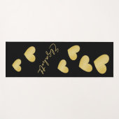 Golden Hearts auf schwarzem Hintergrund und Ihren Yogamatte (Vorderseite (Horizontal))