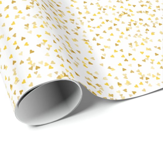 Golden Hearts Confetti Gift Wrap Geschenkpapier (Rolleneckpunkt)