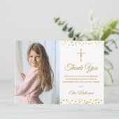 Golden Hearts Foto der Heiligen Kommunion Dankeskarte (Stehend Vorderseite)