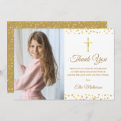 Golden Hearts Foto der Heiligen Kommunion Dankeskarte (Vorne/Hinten)