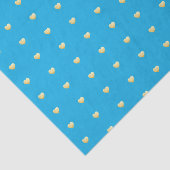 Golden Hearts Imitate Foil Pattern auf Sky Blue Seidenpapier (Ausschnitt)