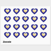 Golden Hearts Pattern auf Royal Blue Herz-Aufkleber (Blatt)