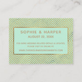 Golden Hearts Script Mint Hochzeitsunterkünfte Begleitkarte (Rückseite)