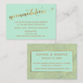 Golden Hearts Script Mint Hochzeitsunterkünfte Begleitkarte (Vorne/Hinten)