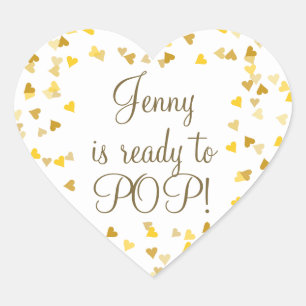 Golden Hearts Sie ist bereit, Baby Shower Favor zu Herz-Aufkleber