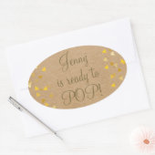 Golden Hearts Sie ist bereit zum Pop Baby Duwer Ge Ovaler Aufkleber (Umschlag)