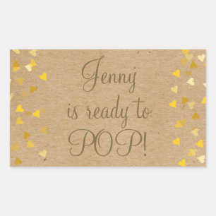 Golden Hearts Sie ist bereit zum Pop Baby Duwer Ge Rechteckiger Aufkleber