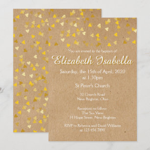 Golden Hearts Taufe Christening Einladung