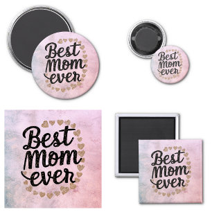 Golden Hearts Trendige Schrift Best Mom Ever Moder Magnet