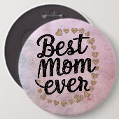 Golden Hearts Trendy Script Beste Mama für Moderne Button (Vorne & Hinten)