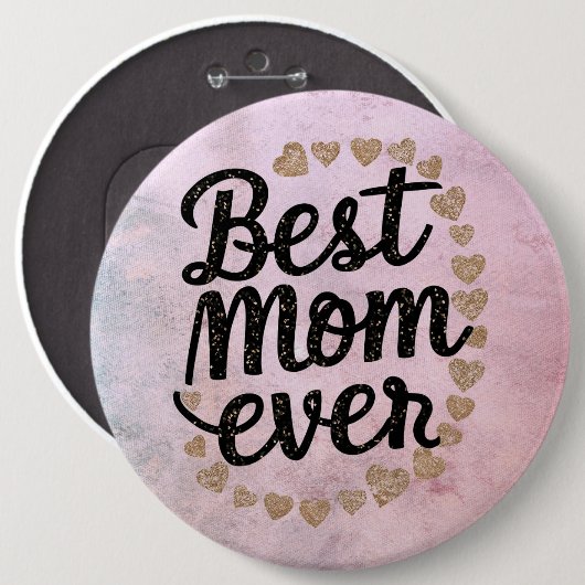 Golden Hearts Trendy Script Beste Mama für Moderne Button (Vorne & Hinten)