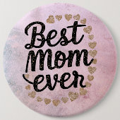 Golden Hearts Trendy Script Beste Mama für Moderne Button (Vorderseite)