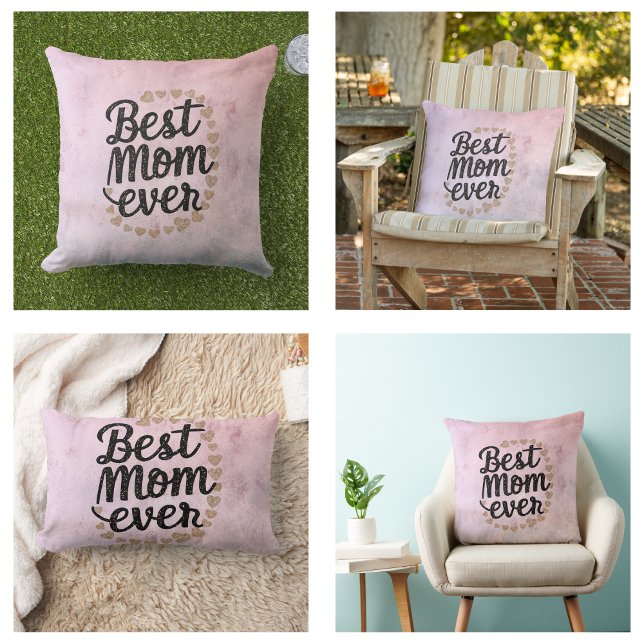 Golden Hearts Trendy Script Beste Mama für Moderne Lendenkissen (Golden Hearts Trendy Script Best Mom Ever Modern pillows)