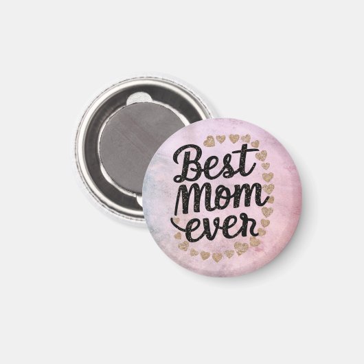 Golden Hearts Trendy Script Beste Mama für Moderne Magnet (Vorderseite/Rückseite)