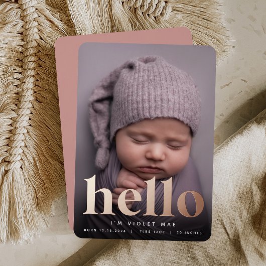 Golden Hello | Rose Gold Foil Birth Ankündigung