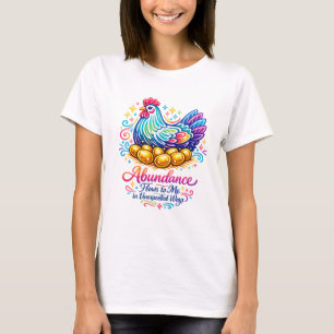 Golden Henne mit 8 goldenen Eiern Überfluss T-Shir T-Shirt