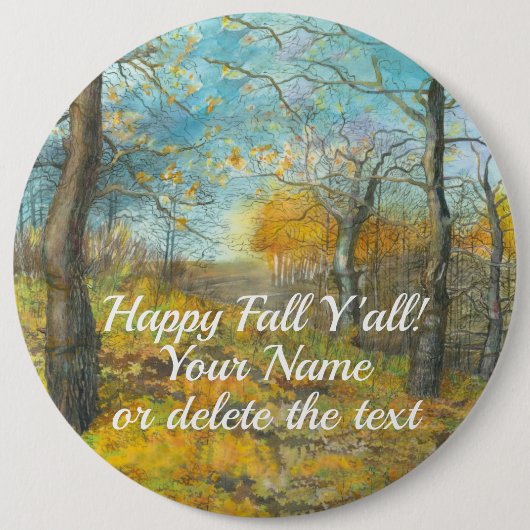 Golden Herbst in einem Eichenhain Aquarell Button (Vorderseite)