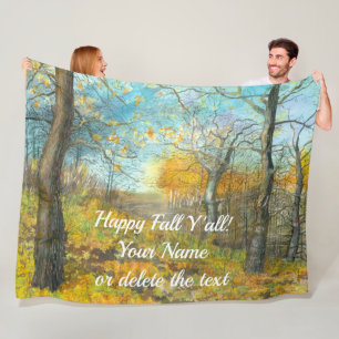 Golden Herbst in einem Eichenhain Aquarell Fleecedecke