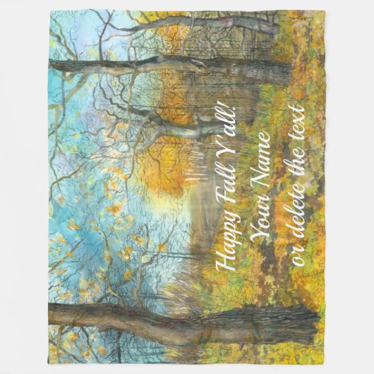 Golden Herbst in einem Eichenhain Aquarell Fleecedecke (Vorderseite)